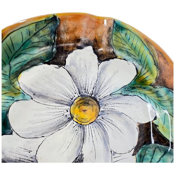 Mayolica Santa Rosa Guanajuato Mexico Ashtray Hand Painted Art Pottery Floral - Picture 9 of 9